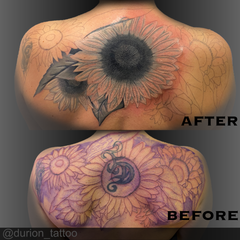 sunflower tattoo coverup