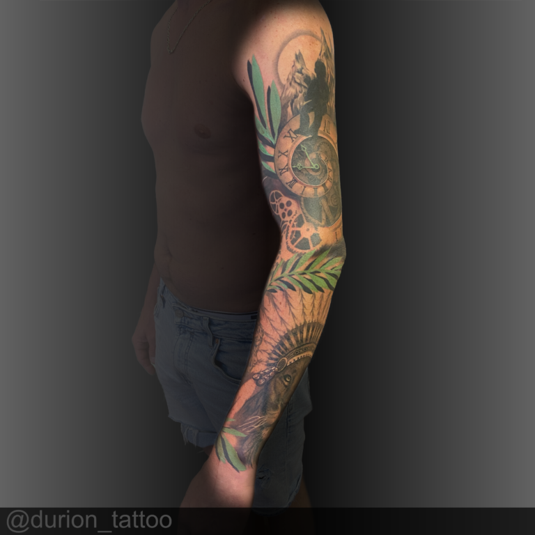 sleeve duo color tattoo